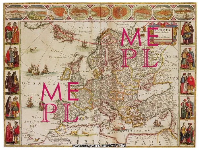 : Joan Blaeu, Map of Europe, 17th Century : Joan Blaeu, Map of Europe, 17th Century