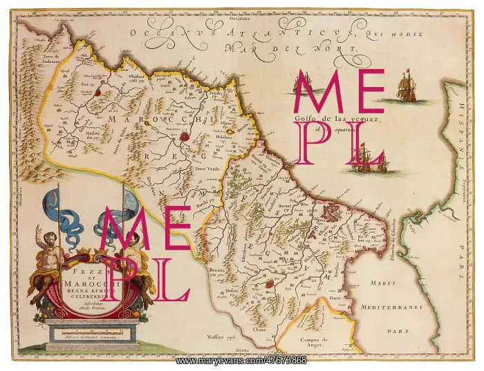 : Joan Blaeu, Morocco Map, 17th Century : Joan Blaeu, Morocco Map, 17th Century