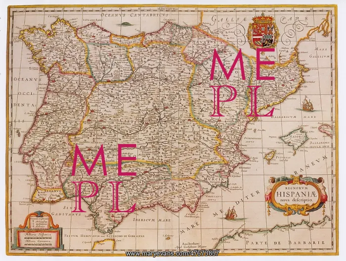 : Joan Blaeu, Spain Map, 17th Century : Joan Blaeu, Spain Map, 17th Century