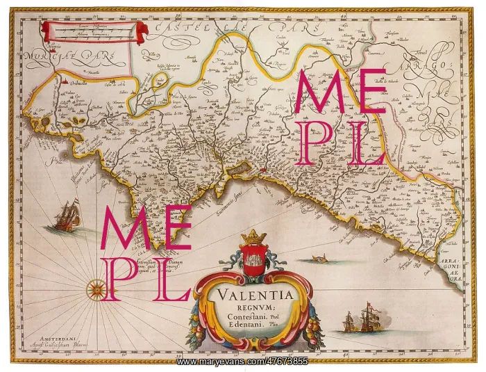 : Joan Blaeu, Val uncia Map, 17th Century : Joan Blaeu, Val uncia Map, 17th Century