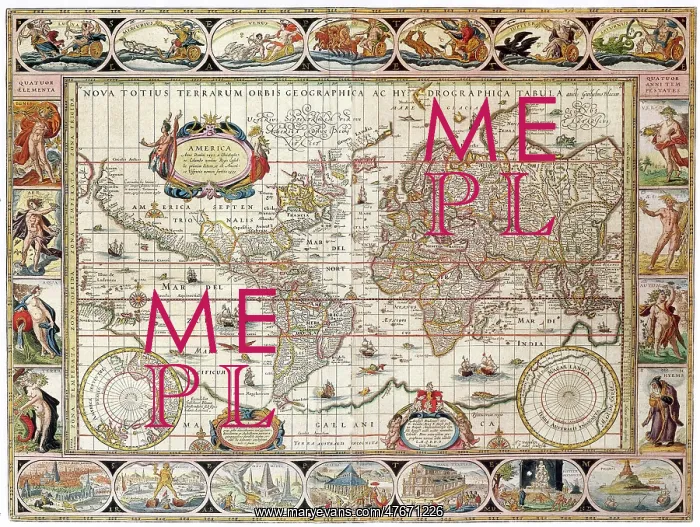 : Joan Blaeu, World Map, 17th Century : Joan Blaeu, World Map, 17th Century