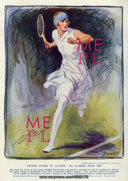 : Joan Fry (1906 - 1985), Tennis Stars In Action series by H : Joan Fry (1906 - 1985), Tennis Stars In Action series by H