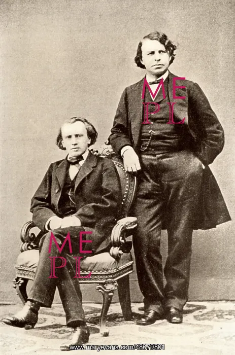 : Johannes Brahms (seated) with Joseph Joachim : Johannes Brahms (seated) with Joseph Joachim