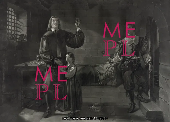 : John Bunyan in Bedford Jail, 1667, his blind child leaving h : John Bunyan in Bedford Jail, 1667, his blind child leaving h