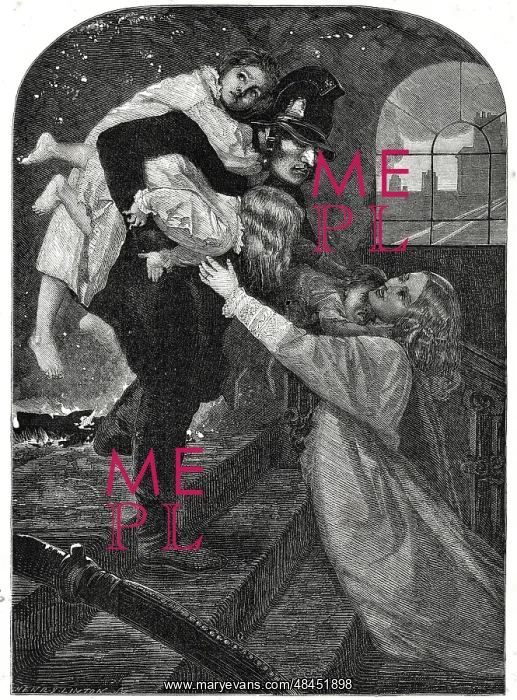 : John Everett Millais, The Rescue : John Everett Millais, The Rescue