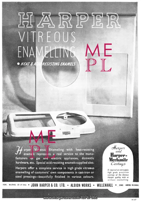 : John Harper Vitreous Enamelling - Harper-Meehanite Castings : John Harper Vitreous Enamelling - Harper-Meehanite Castings