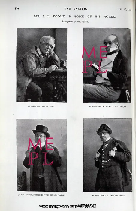 : John Lawrence (J. L.) Toole, actor in some of his roles : John Lawrence (J. L.) Toole, actor in some of his roles
