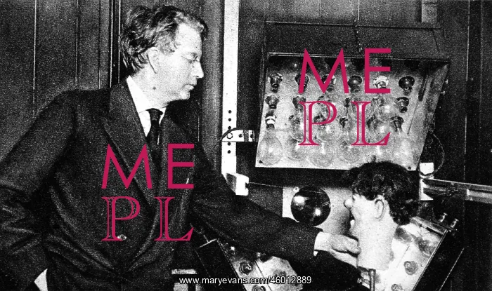 : John Logie Baird, with ventriloquist's dummy head : John Logie Baird, with ventriloquist's dummy head