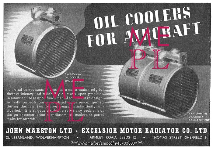 : John Marston Ltd - Aircraft Engine Oil Coolers : John Marston Ltd - Aircraft Engine Oil Coolers