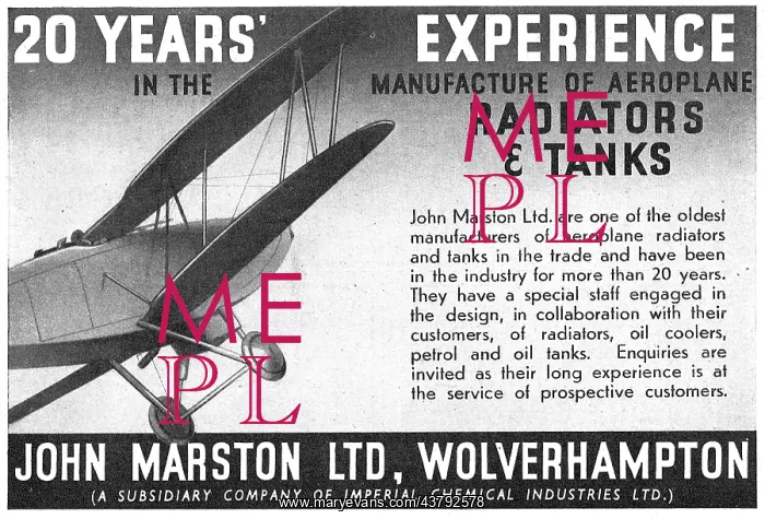 : John Marston Ltd - Aircraft Radiators : John Marston Ltd - Aircraft Radiators