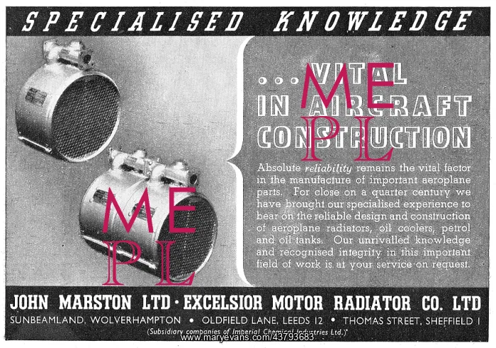 : John Marston Ltd - Aircraft Radiators : John Marston Ltd - Aircraft Radiators