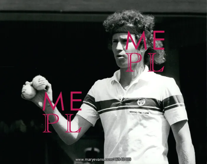: John McEnroe in tennis match at Wimbledon : John McEnroe in tennis match at Wimbledon