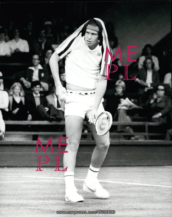 : John McEnroe in tennis match at Wimbledon : John McEnroe in tennis match at Wimbledon