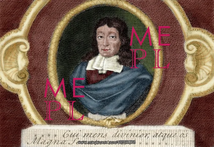 : John Milton (1608-1674). British poet. Colored engraving : John Milton (1608-1674). British poet. Colored engraving