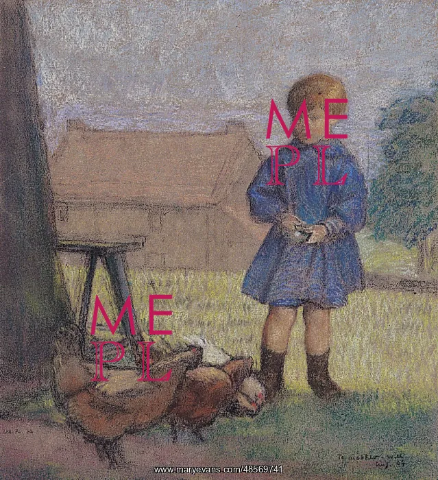 : John Rothenstein as a Child, Feeding Hens : John Rothenstein as a Child, Feeding Hens