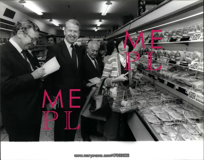 : John Sainsbury, Peter Walker at Sainsbury's store : John Sainsbury, Peter Walker at Sainsbury's store