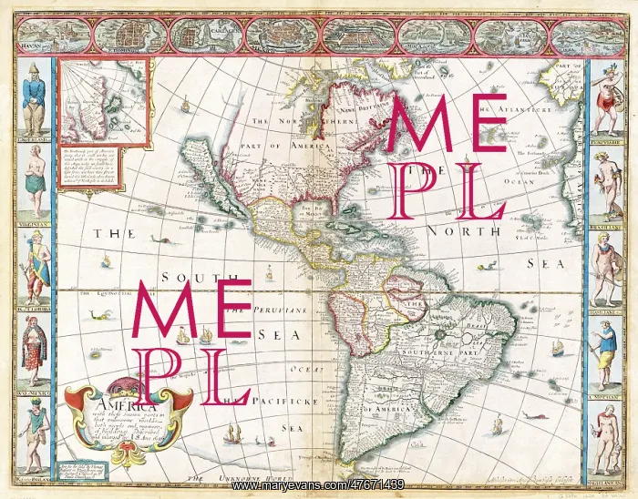 : John Speed, The Americas Map, 1626 : John Speed, The Americas Map, 1626