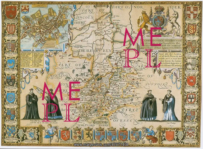 : John Speed, Cambridge Map, 1611 : John Speed, Cambridge Map, 1611