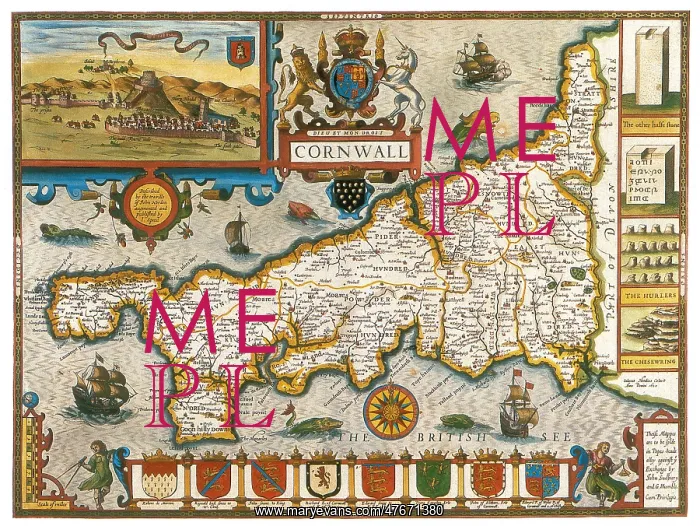 : John Speed, Cornwall Map, 1611 : John Speed, Cornwall Map, 1611