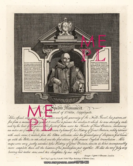 : John Speed's monument in the chancel of St. Giles : John Speed's monument in the chancel of St. Giles