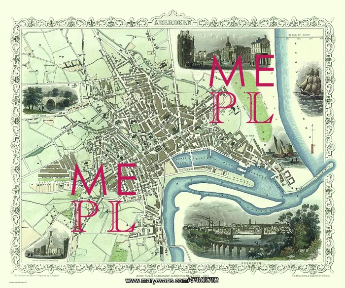  : John Tallis map of Aberdeen, Scotland
