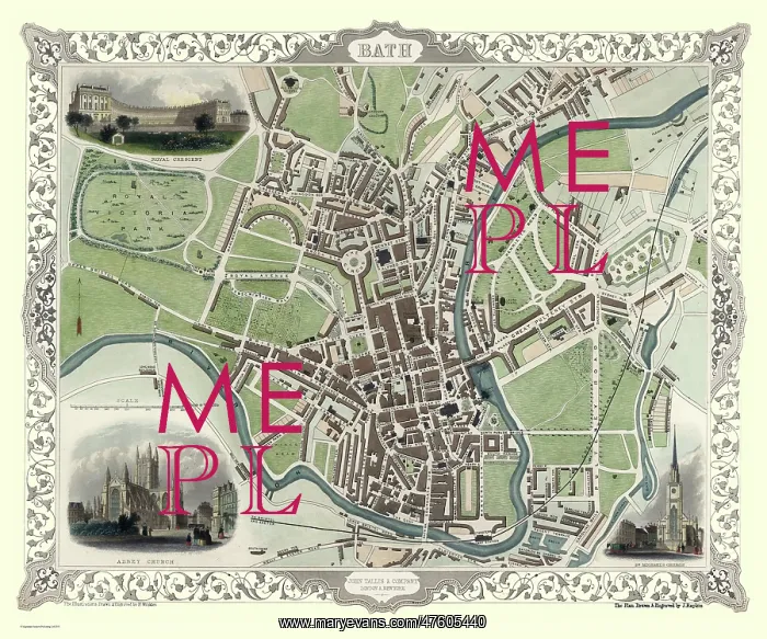  : John Tallis map of Bath, England