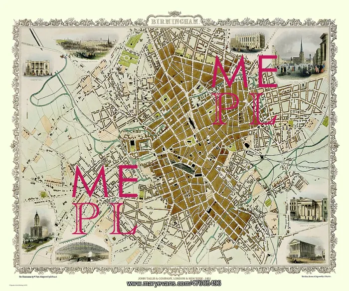  : John Tallis map of Birmingham, England