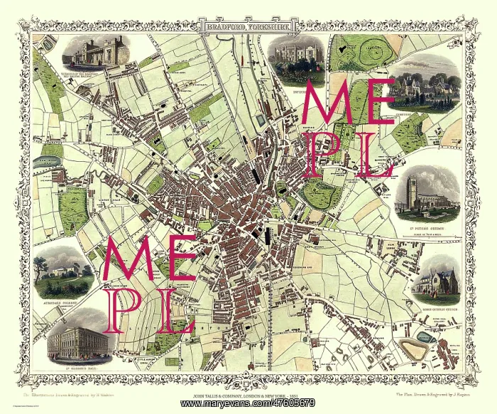  : John Tallis map of Bradford, England