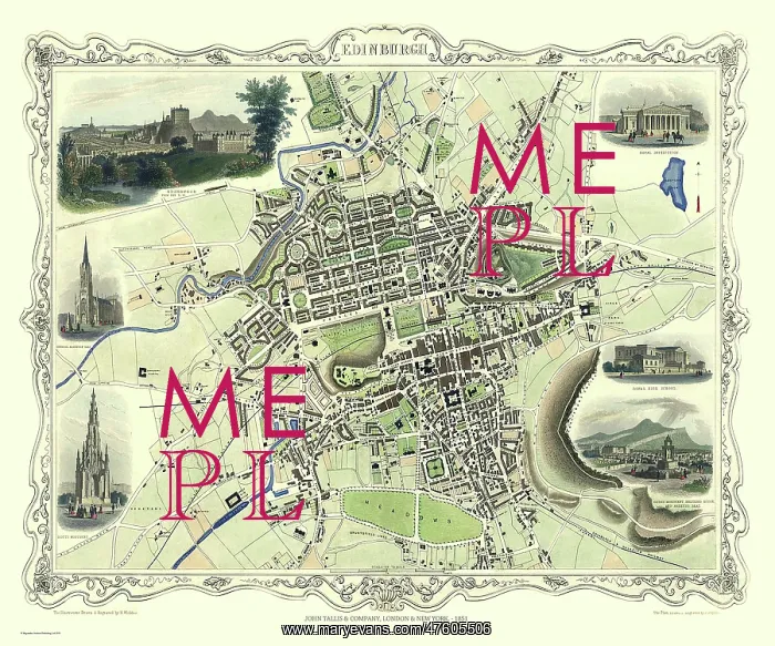  : John Tallis map of Edinburgh, Scotland
