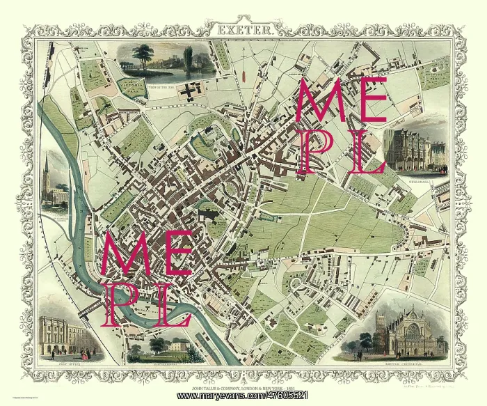  : John Tallis map of Exeter, England