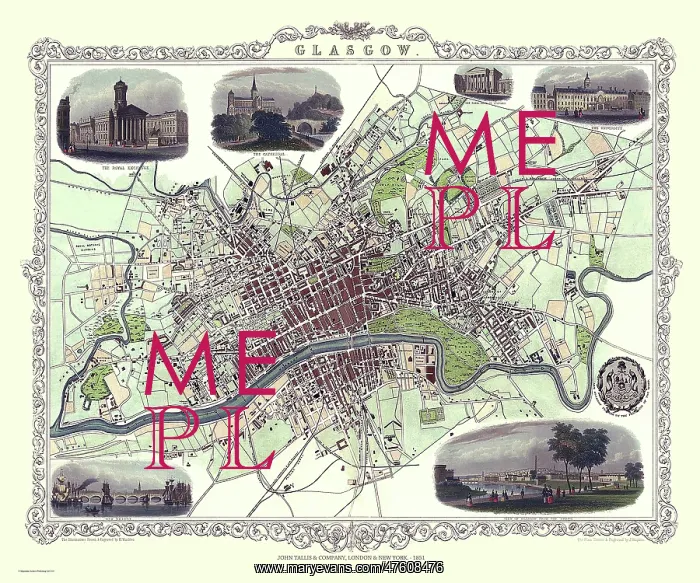  : John Tallis map of Glasgow, Scotland