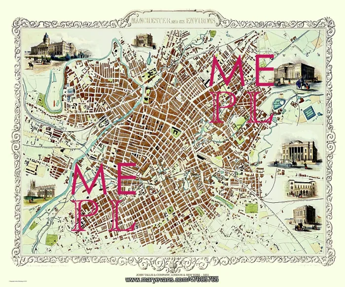  : John Tallis map of Manchester, England