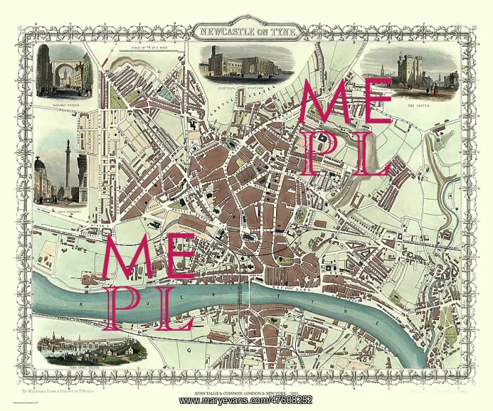  : John Tallis map of Newcastle, England