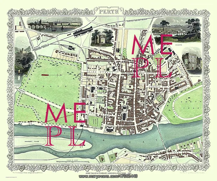  : John Tallis map of Perth, Scotland