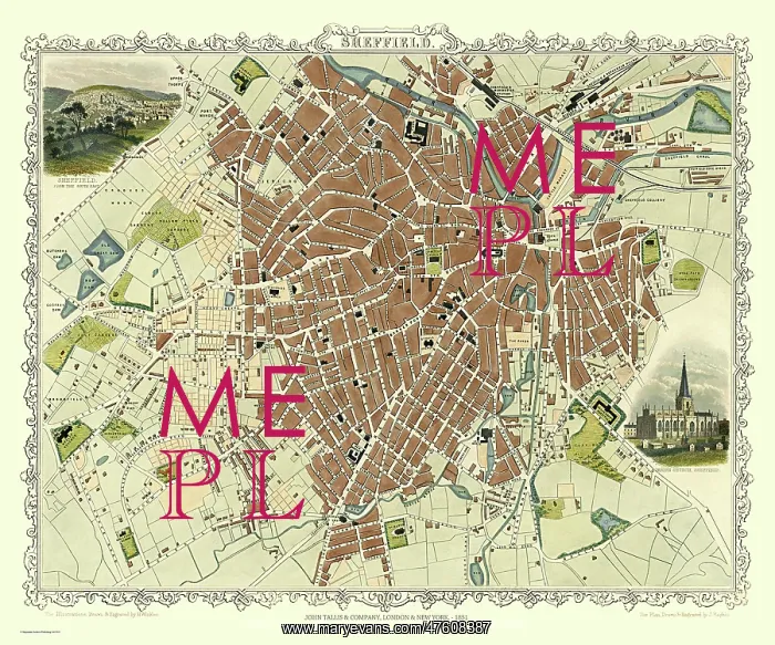  : John Tallis map of Sheffield, England