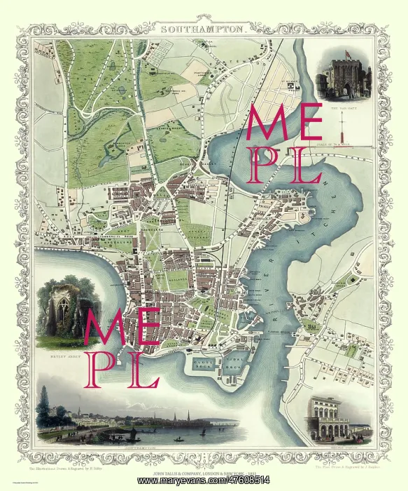  : John Tallis map of Southampton, England