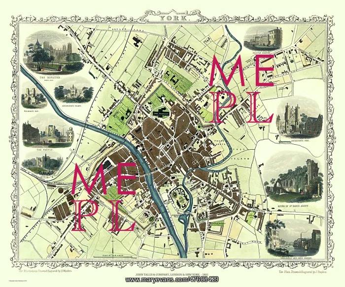  : John Tallis map of York, England