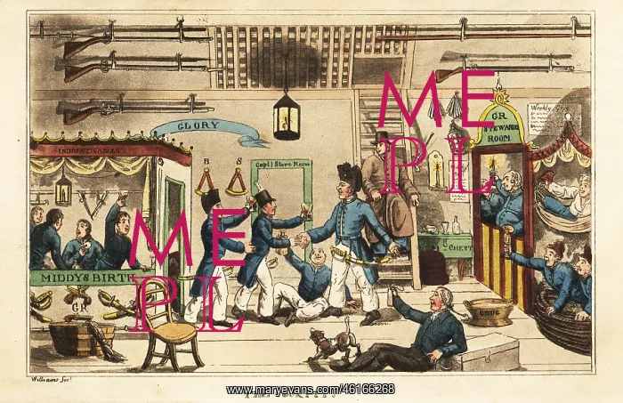  : Johnny Newcome drinking grog in the cockpit with other