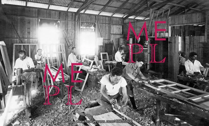 : Joiner's workshop in a kibbutz in Palestine, 1932 : Joiner's workshop in a kibbutz in Palestine, 1932
