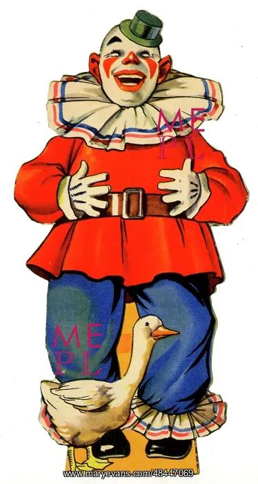  : Jolly clown with a white goose