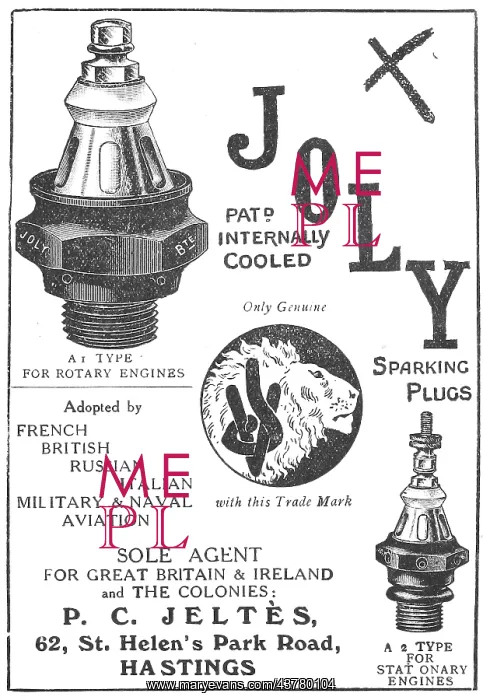 : Joly Aero Engine Spark Plugs. P.C.Jeltes : Joly Aero Engine Spark Plugs. P.C.Jeltes