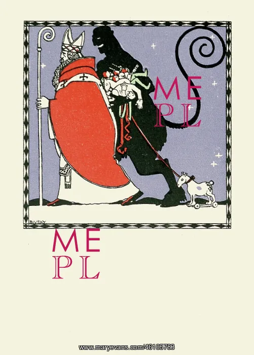 : Josef Diveky. St. Nikolaus and Krampus : Josef Diveky. St. Nikolaus and Krampus