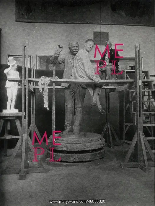 : Josef Engelhart with a model at work on the Fiaker : Josef Engelhart with a model at work on the Fiaker