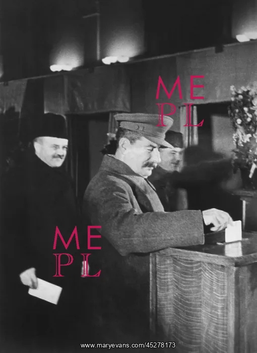 : Josef Stalin, voting at an election for members : Josef Stalin, voting at an election for members