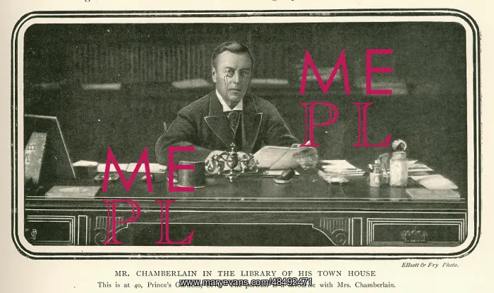 : Joseph Chamberlain in his Library, Prince's Gardens, London : Joseph Chamberlain in his Library, Prince's Gardens, London