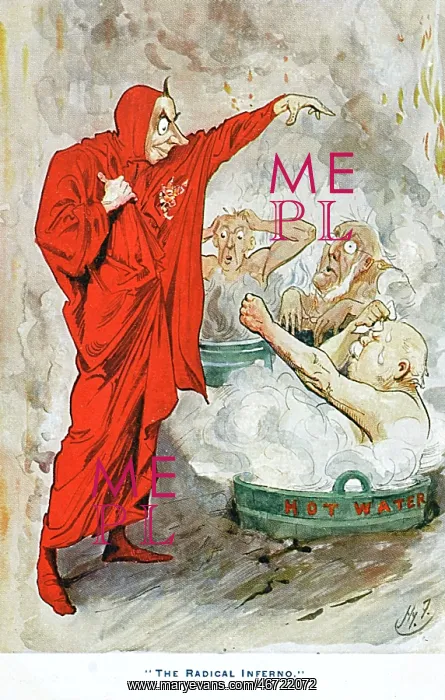 : Joseph Chamberlain as Mephistopheles boiling Radicals : Joseph Chamberlain as Mephistopheles boiling Radicals