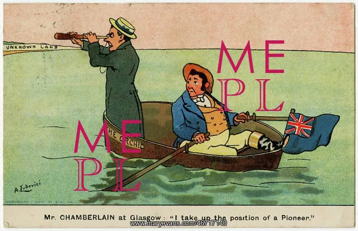 : Joseph Chamberlain as a pioneer, observing an unknown land : Joseph Chamberlain as a pioneer, observing an unknown land