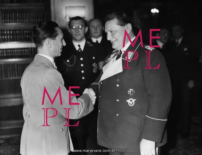 : Joseph Goebbels congratulates Hermann Goering, 1938 : Joseph Goebbels congratulates Hermann Goering, 1938