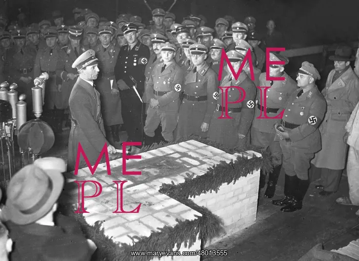 : Joseph Goebbels at the corner stone laying of the Dr. Goebbe : Joseph Goebbels at the corner stone laying of the Dr. Goebbe