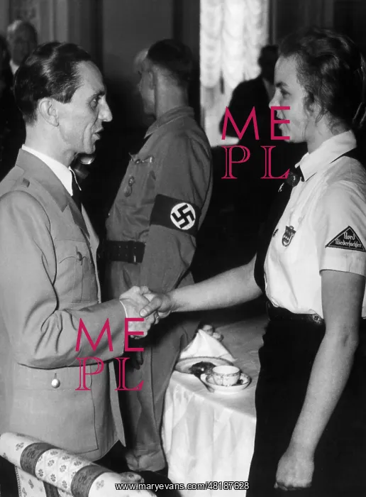 : Joseph Goebbels greets a BDM girl, 1937 : Joseph Goebbels greets a BDM girl, 1937